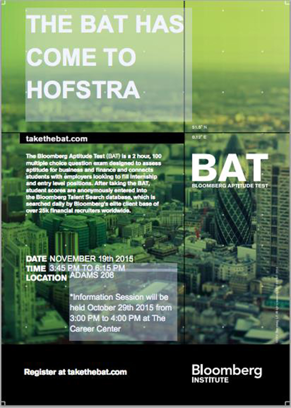 Bloomberg Aptitude Test BAT To Be Given At Hofstra Zarb Means Business